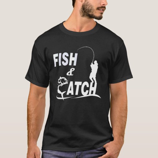 フィッシュアンドキャッチ外遊び趣味とレジャー Tシャツ (正面)