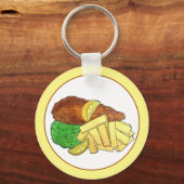 フィッシュアンドチップスピーズブリティッシュパブレストランフード キーホルダー (正面)
