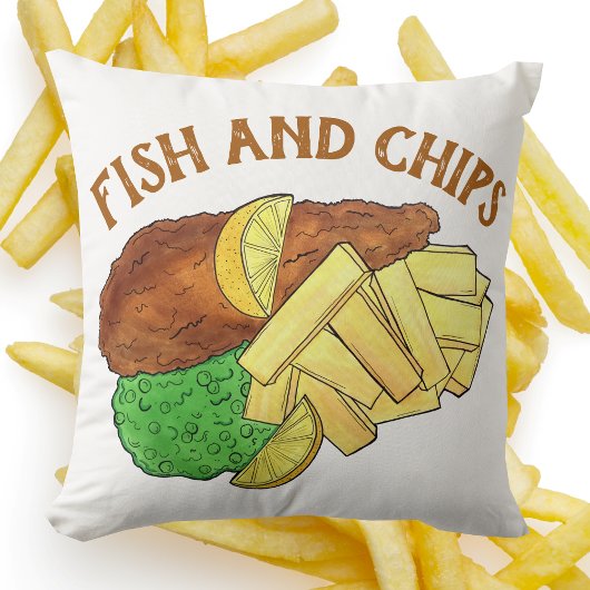 フィッシュアンドチップスピーズブリティッシュパブレストランフード クッション