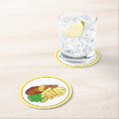 フィッシュアンドチップスピーズブリティッシュパブレストランフード ラウンドペーパーコースター (インサイチュ)