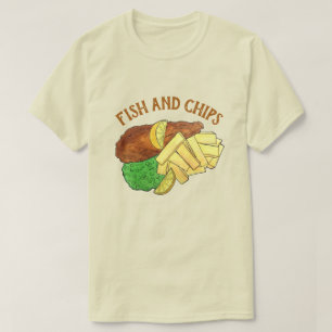 フィッシュアンドチップスピーズブリティッシュパブレストランフード Tシャツ