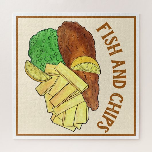 フィッシュアンドチップスpeasブリティッシュパブチップショップ持ち帰り ジグソーパズル (横)