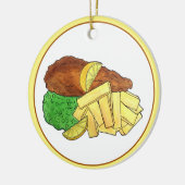 フィッシュアンドチップスpeasブリティッシュパブチップショップ持ち帰り セラミックオーナメント (左)