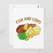 フィッシュアンドチップスpeasブリティッシュパブチップショップ持ち帰り ポストカード (正面/裏面)