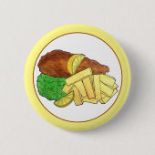 フィッシュアンドチップスpeasブリティッシュパブチップショップ持ち帰り 缶バッジ (正面)