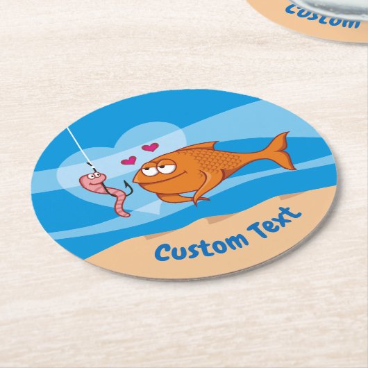 フィッシュアンドベイトインラブラウンド紙コースター ラウンドペーパーコースター (アングル)