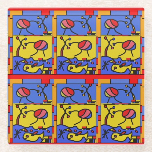 フィッシュアートモダン画像 ガラスコースター (正面)