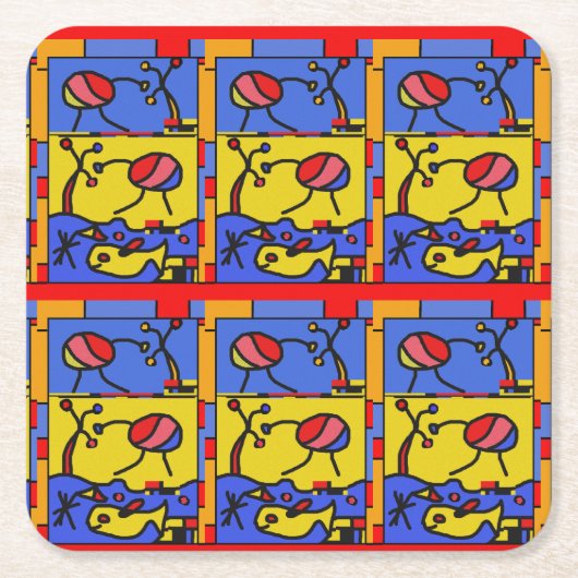 フィッシュアートモダン画像 スクエアペーパーコースター (正面)