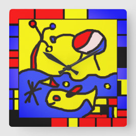 フィッシュアートモダン画像 スクエア壁時計