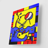 フィッシュアートモダン画像 スクエア壁時計 (傾斜)