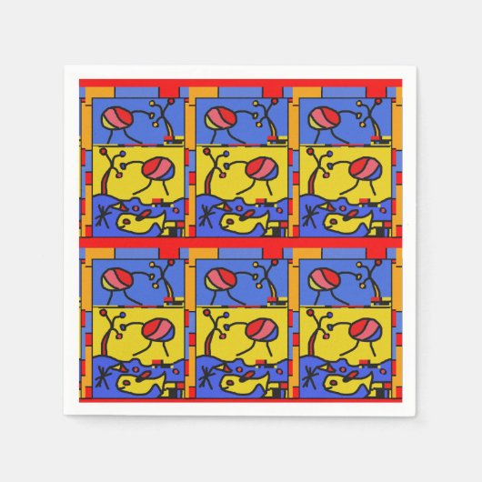 フィッシュアートモダン画像 スタンダードカクテルナプキン (正面)