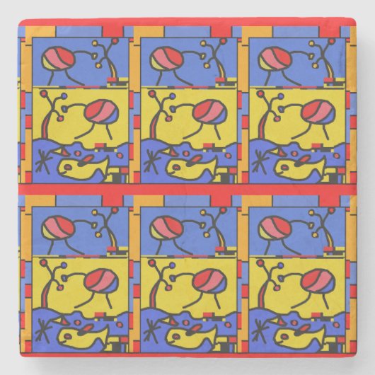 フィッシュアートモダン画像 ストーンコースター (正面)