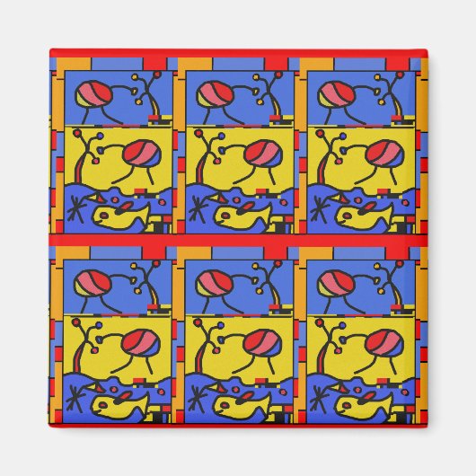 フィッシュアートモダン画像 マグネット (正面)