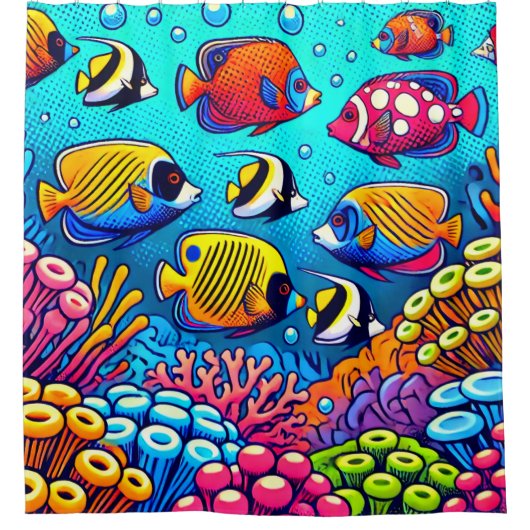 フィッシュアート シャワーカーテン (正面)