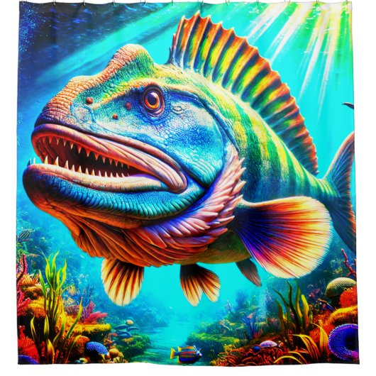 フィッシュアート シャワーカーテン (正面)