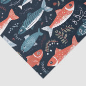 フィッシュオンネイビーキュートイラストレーション 薄葉紙 (詳細)