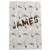 フィッシュオンヴィンテージ魚釣りポールメディア抱き枕 ミディアムペーパーバッグ (正面)