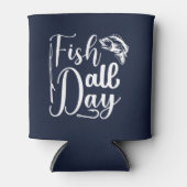 フィッシュオールデイ魚釣りギフト漁師のための青い文字 缶クーラー (正面)
