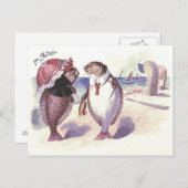 フィッシュカップルビーチシー海 ポストカード (正面/裏面)