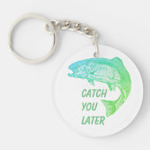 フィッシュキャッチ後で引用文漁師おもしろいキーチェーン キーホルダー (正面)