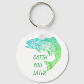 フィッシュキャッチ後の引用文漁師おもしろい キーホルダー (正面)