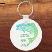 フィッシュキャッチ後の引用文漁師おもしろい キーホルダー (正面)