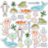 フィッシュクジラ人魚ビーチ航海の海 シール (正面)