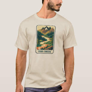 フィッシュクリークオレゴン色 Tシャツ