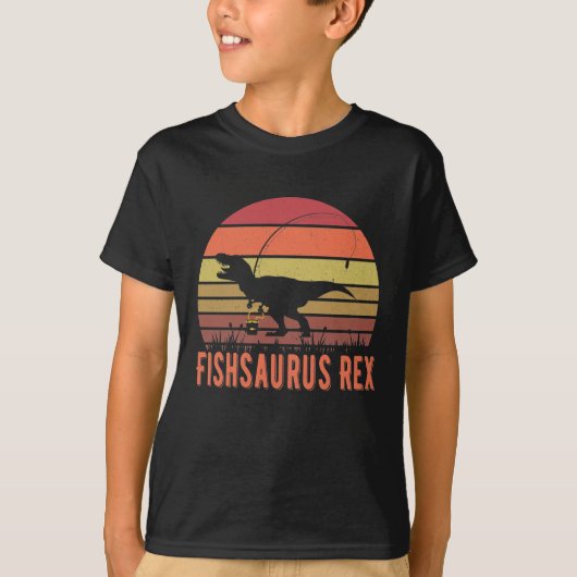 フィッシュサウルスTレックス恐竜 – おもしろい魚釣り愛好家 Tシャツ (正面)