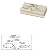 フィッシュスイミングラインアートイラストレーションスケッチ ラバースタンプ (押印)