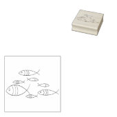 フィッシュスイミングラインアートイラストレーションスケッチ ラバースタンプ (押印)