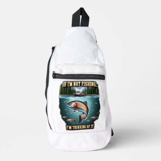 フィッシュスイミング威厳のある過去アセーレ魚釣りボート スリングバッグ (正面)