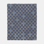 フィッシュスケールブルー&金ゴールド フリースブランケット (正面)