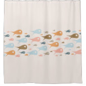 フィッシュストライプミッドセンチュリーモダンミニマリストパステル シャワーカーテン (正面)