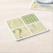 フィッシュテールウッドブロックスケッチバイチャリティーザリス スクエアペーパーコースター (アングル)