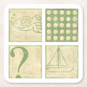 フィッシュテールウッドブロックスケッチバイチャリティーザリス スクエアペーパーコースター (正面)