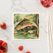 フィッシュトラウフフライフィッシングキャンピングレイク川 スタンダードカクテルナプキン (インサイチュ)