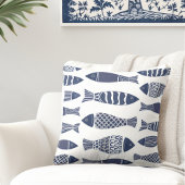 フィッシュネイビーブルー装飾用クッション クッション