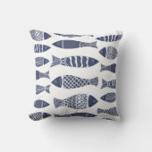 フィッシュネイビーブルー装飾用クッション クッション (正面)