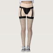 フィッシュネットストッキングとサスペンダーズブラックレギンス レギンス (正面)