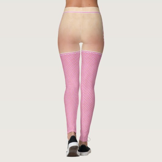 フィッシュネットストッキングホットピンクウィズニッカーズレギンス レギンス (裏面)