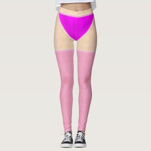 フィッシュネットストッキングホットピンクウィズニッカーズレギンス レギンス (正面)