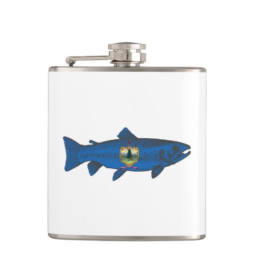 フィッシュバーモント国旗のマス フラスク (正面)