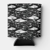 フィッシュパターンフィッシャーギフトブラック 缶クーラー (正面)