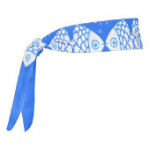 フィッシュピセスブルーホワイト抽象芸術パターン タイヘッドバンド (回転270)