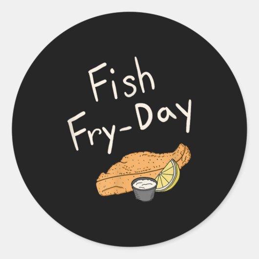 フィッシュフライの日 _ フィッシュフライ・フライデー _ フライドフィッシュ _ 魚 ラウンドシール (正面)