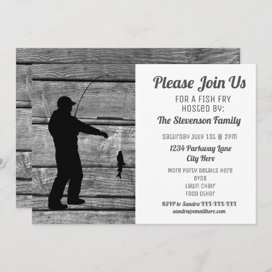 フィッシュフライバックヤードサマーBBQパーティの招待状 招待状 (正面/裏面)