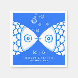 フィッシュブルーキスをするとホワイトパター結婚ン スタンダードカクテルナプキン