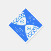 フィッシュブルーキスをするとホワイトパター結婚ン スタンダードカクテルナプキン (角)