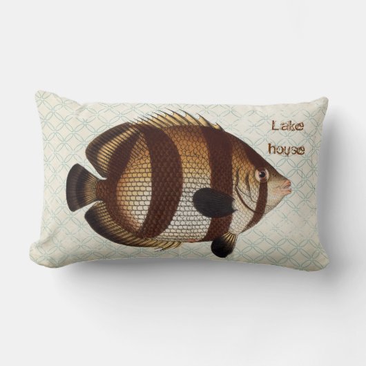 フィッシュブルービーチハウスランバー装飾用クッション ランバークッション (正面)